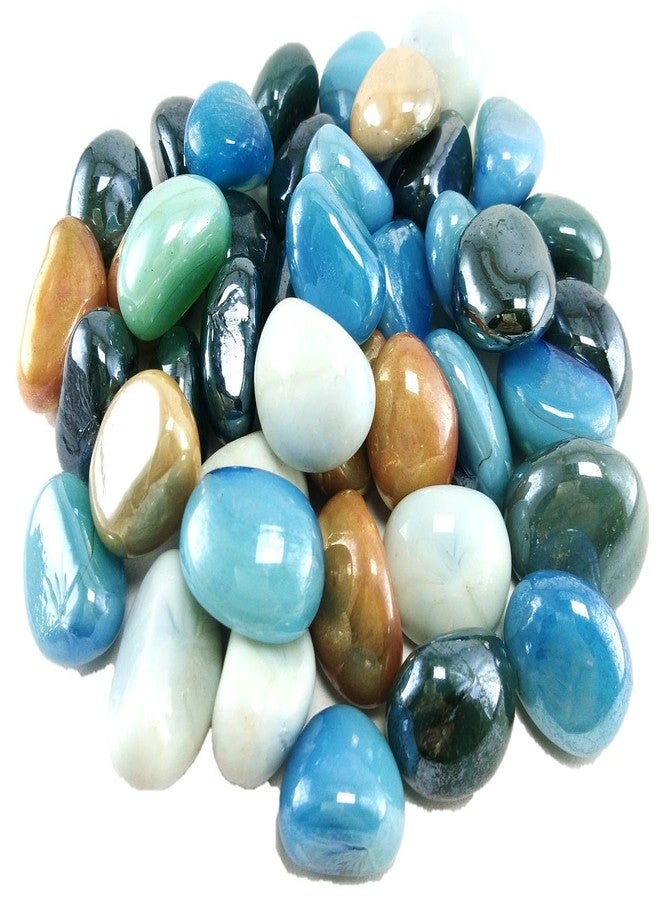 دي أس حصى/أحجار/خرز زجاجي متعدد الألوان بلون حليبي كاجو من دي إس لأحواض السمك والطاولات والمزهريات والنوافير (حوالي 50 قطعة) - Image 2